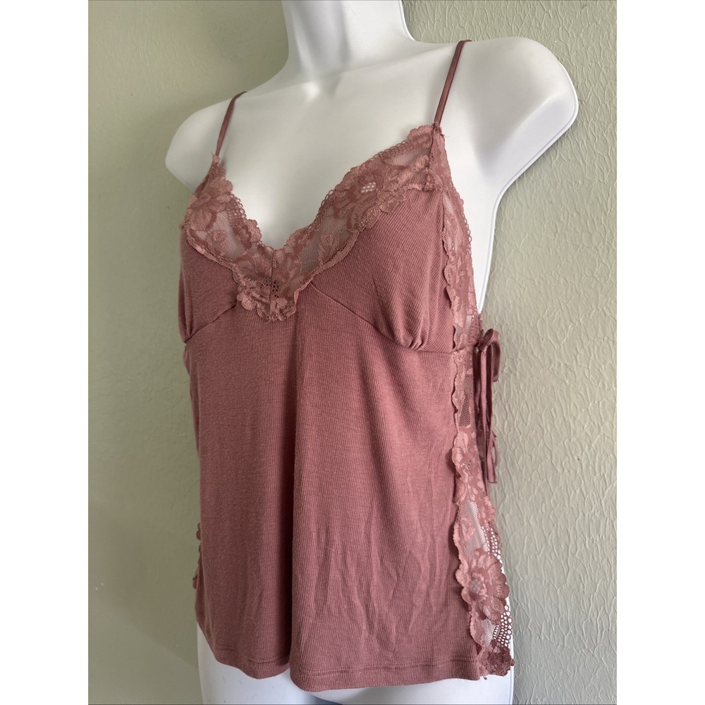 Victoria's Secret Lingerie Top Womens Pink Lace Split Side Camisole Tank Top M